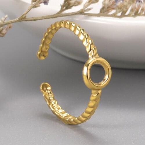 Hollow Round Ring Simple Design Stainless Steel Gold And Silver Color Metal Fashion For Women Jewelry Party Gifts BFF