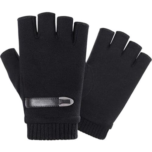1Pair Winter Velvet Half Finger Sport Cycling Gloves -Slip -sweat Gloves Thicken And Keep Warm Driving Men And Women Gloves