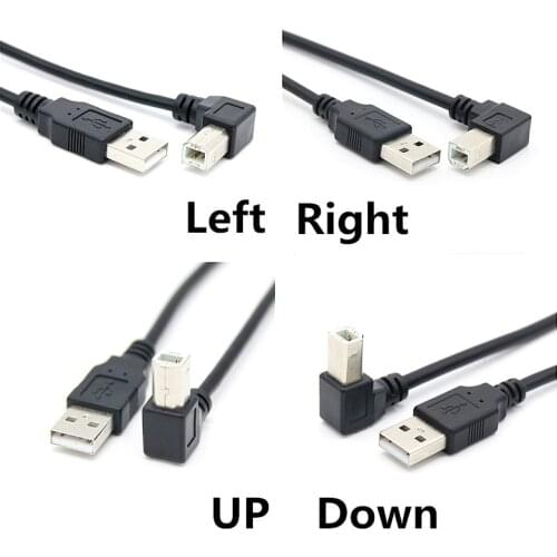 150cmUSB 2.0 A Male to B Male Type B Up Down Right Left Angle Printer scanner 90 degree cable for Canon Brother Samsung Hp Epson