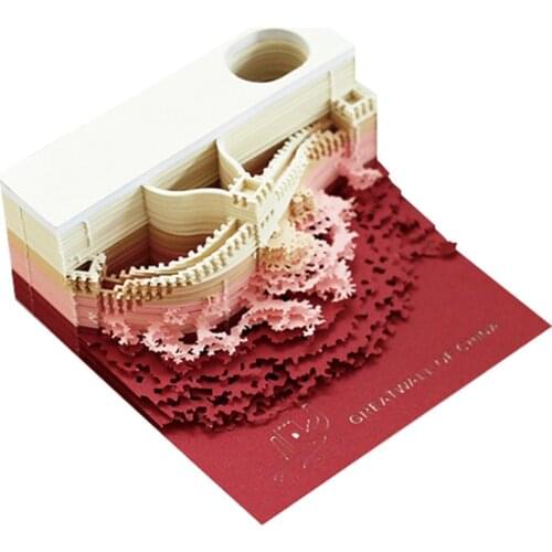 160Sheets Omoshiroi Block Diy Creative 3D Stereo Notepad Great Wall Model Pen Holder Novelties Sticky Note Paper Birthday Gifts