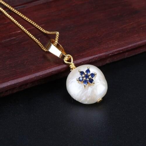 2020 new hot sale natural freshwater pearl bead tiny cz crystal paved snow snowflake charm unisex link chain choker necklace