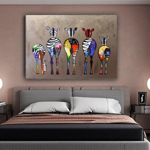 Abstract Zebra Poster Art Pictures African Colorful Animals Prints Canvas Art Paintings on The Wall for Living Room Wall Decro