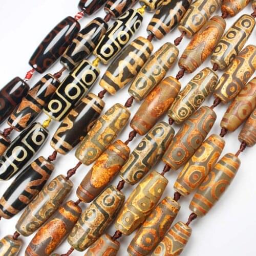 Free shipping! Olivary 10x40mm Old DZI beads Tibet Agates stone Oval Rice DIY Jewelry Making Pendant Loose Beads 15"