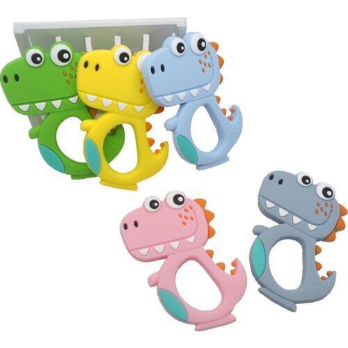 Chenkai 10PCS Silicone Dinosaur Teethers Baby Cute Cartoon Teething BPA Free For DIY Infant Dummy Sensory Pacifier Accessories