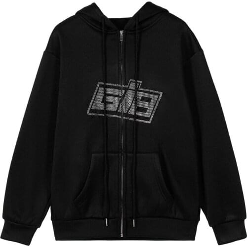 Black Zip Up Sweatshirt Autumn Winter Jacket Clothes oversize Hoodies Women plus size Vintage Pockets Long Sleeve Pullovers