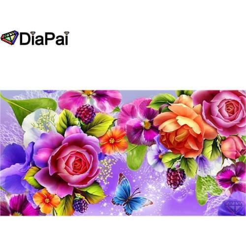 DIAPAI Diamond Painting 5D DIY 100% Full Square/Round Drill "Flower butterfly" Diamond Embroidery Cross Stitch 3D Decor A18552