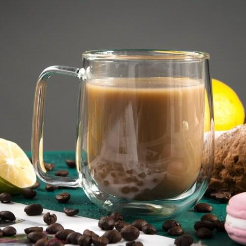 Bilayer Glass Latte Coffee Cup Double Layer Insulation Anti-scalding Coffee House Cappuccino Milk Cereal Breakfast Mugs Tea Mug