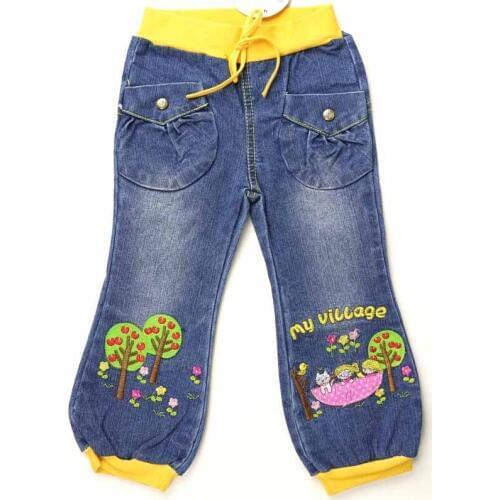 Teen Girls Jeans trees cat flowers embroider crystal button Denim Baby trousers infant outwear MH2624