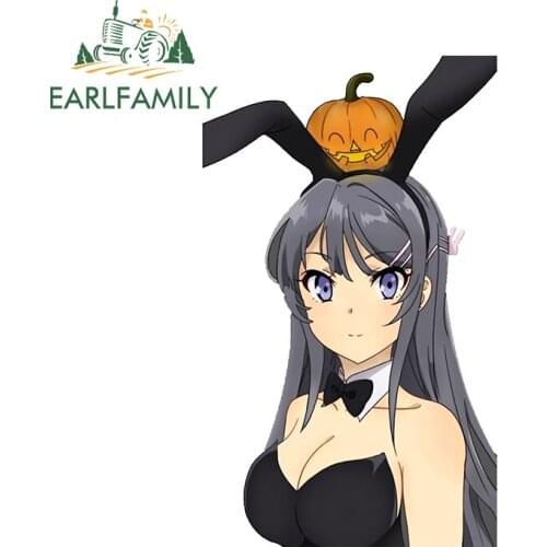 EARLFAMILY 13cm x 8cm For Mai Sakurajima Car Stickers Waterproof Decal Car Assessoires Anime JDM RV Camper Graffiti Sticker