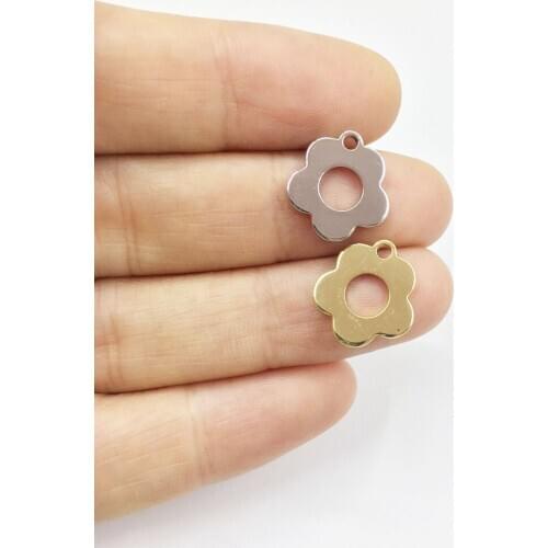 Eruifa 10pcs 12mm High Quality Brass Flower necklace,earring bracelet jewelry DIY handmade 2 colors Gold and silver