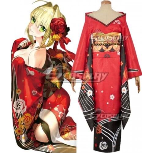 Fate Grand Order FGO Saber Caster Nero Claudius Kimono Dress Girls Halloween Party Kimono Suit Cosplay Costume E001