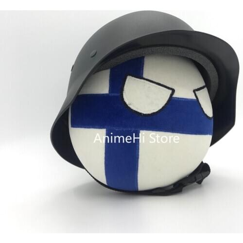 Finland Ball and M35 helmet Doll FIN countryballs plushies Cosplay Polandball Plush Toy for Gift 20CM