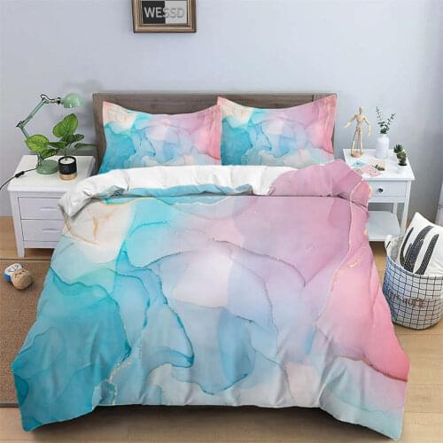 Nordic Blue Pink Bed Set Single Double Princess Style Cute Duvet Cover Set Twin Queen Size For Girl Bed Cover For Teenager