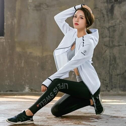 Women Tracksuit Yoga Set Loose Sports Jacket Sweatshirt Sports Bra Tights Harem Pants Gym Fitness Running Jog Set Sportswear