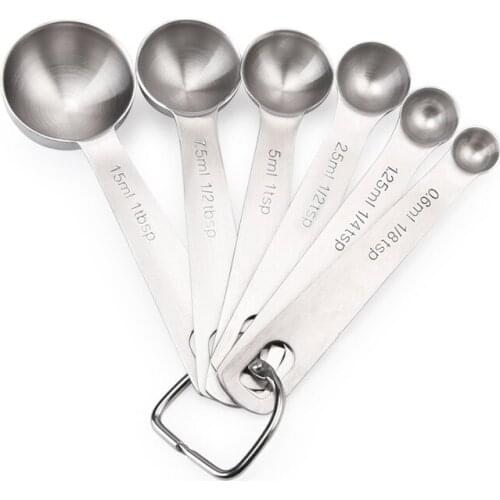 Multipurpose Food-grade Stainless Steel Measuring Spoon Coffee Powder Spice Measure Scoop 6pcs/set Kitchen Baking Tools JJA008