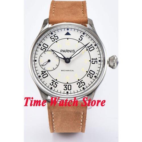 44mm Parnis classic mens watch 679 white dial lumi 6497 hand winding movement