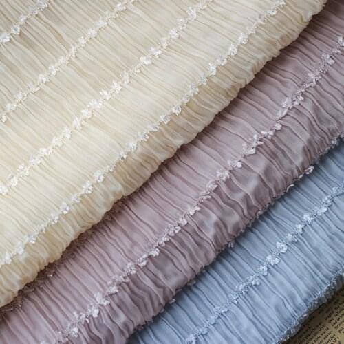 2021 Newest Bubble Chiffion Cloth Lace Embroidered Womens Summer Chiffion Cloth Fabric Stretched Chiffion Cloth