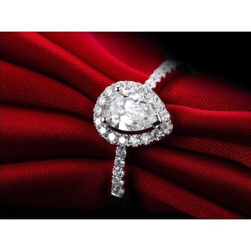 3 Carat Round Cut Diamond Engagement Ring Platinum 950 Wedding Ring Luxury Design Pear Shape Best Jewelry Gift