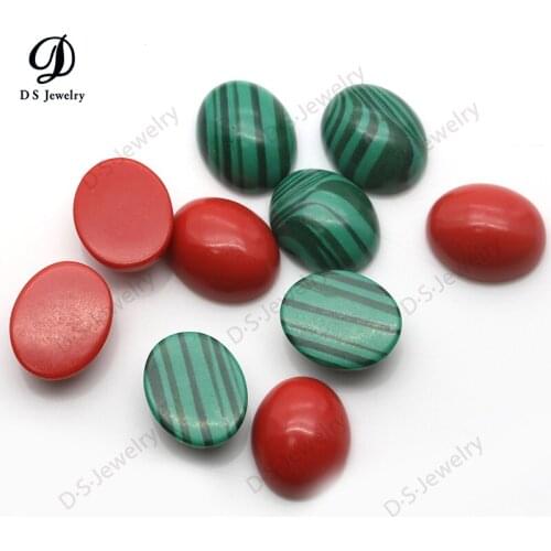 Wholesale 7x8.5mm Oval Red Turquoise Malachite Synthetic Gemstone For Jewelry Making