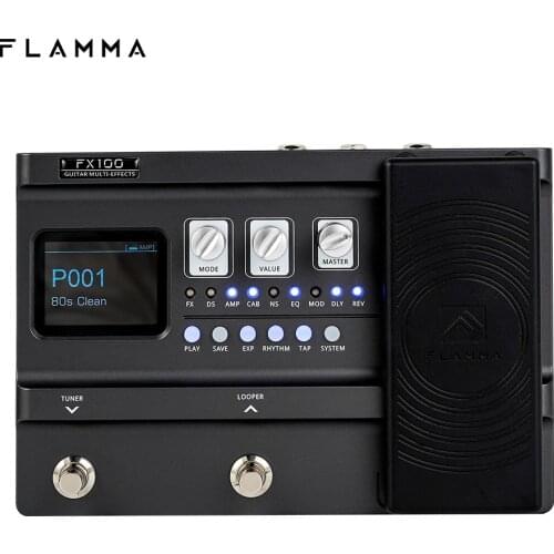 FLAMMA FX100 Guitar Multi Effects Pedal Processor with 151 Effects 200 preset 80s Looper 55 Amp Modeling Expression pedal