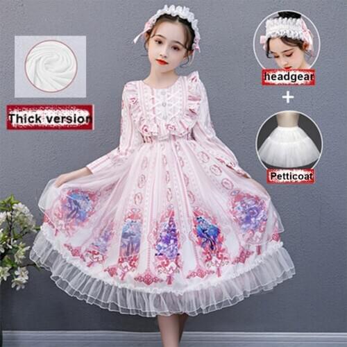 Sweet Lolita for kids pink lolita dress for teenage girls sweet Lolita Classic Lolita Dress Womens Layered Cosplay Costume