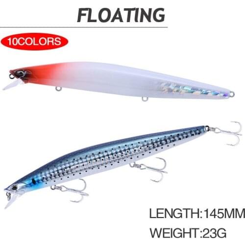 1PCS Floating Minnow Fishing Lures 145mm 23g Swimbait Bass Hard Wobblers Artificial Baits Crankbait Three Treble Hooks