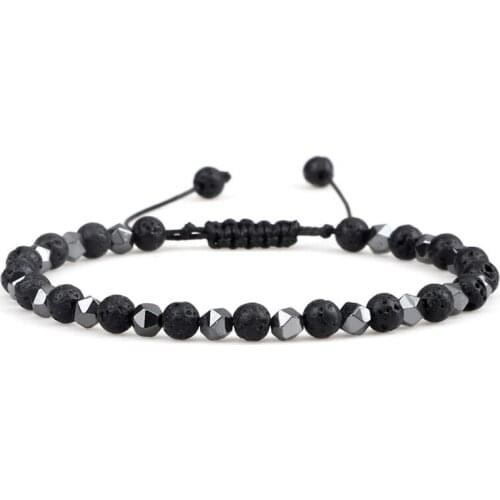 4mm Mini Beads Braided Bracelets For Men Irregular Hematite Natural Stone Adjustable Bracelet Fashion Women Jewelry Friend Gifts