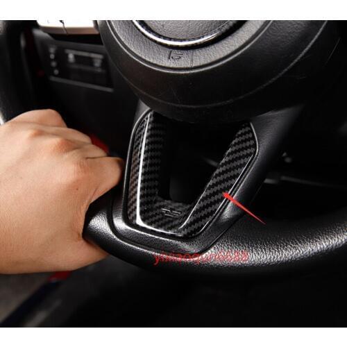 Fit For Mazda CX-5 CX5 2017-2018 Carbon Fiber ABS Inner Steering Wheel Cover Trim