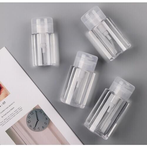 100-200ml Portable Empty PET Plastic Nail Polish Remover Bottle Liquid Clear Press Pumping Dispenser Container Storage Tool