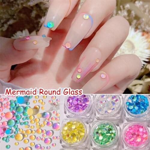 Mixed Size Colorful 3D Nail Art Decorations Fashion Polish UV Gel DIY Round Crystal Ornaments Manicure Design Accessories