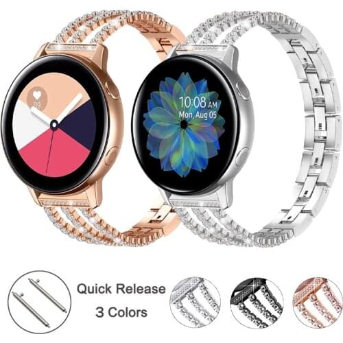 Diamond Stainless Steel Strap for Samsung Galaxy Active 2 40 44mm Band 42 46mm for Samsung Gear S3 Classic/Frontier Belt 20 22MM