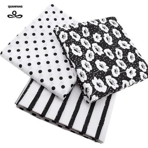 Printed Twill Cotton Fabric For Sewing Quilting Black&White Tissue Baby Bed Sheets Sleepwear Children Dress Skirt Material china