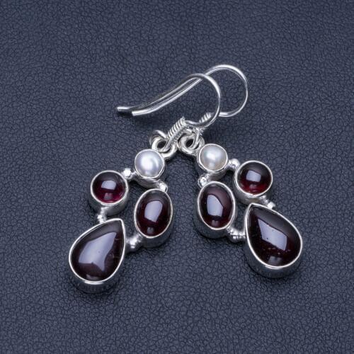 Natural Amethyst and River Pearl 925 Sterling Silver Earrings 1 1/2" Q1484