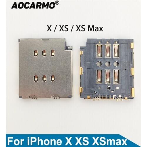 Aocarmo For iPhone X / XS / XS Max SIM Tray Holder Slot Socket Dual Sim Card Reader Flex Cable Repair Parts