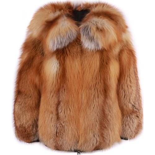 YOLOAgain Winter Women Fox Fur Coat Turn-Down Collar Oversized Real Fur Jacket Ladies Outerwear
