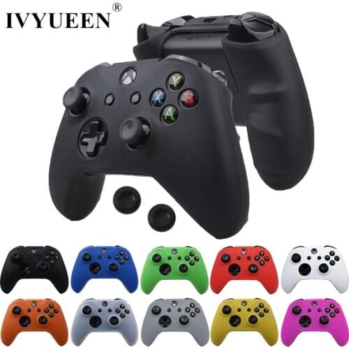 IVYUEEN for Microsoft Xbox One X S Slim Controller Silicone Skin Case + Analog Thumb Sticks Grip Cap for X Box One 1 X S Gamepad