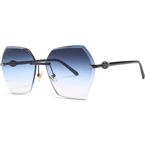 Luxury Stone Sunglasses Women Rimless Diamond Cutting Sun Glasses for Summer Oversize Eyeglasses Oculos Gafas 25085DF