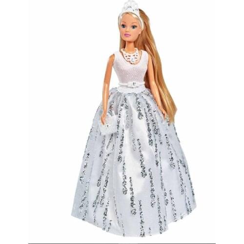 Steffi Love Crystal Deluxe Ball Doll- Doll in White Dress- Barbie with Wedding Dress- Doll with Ring- Ball Doll (surprise gift)