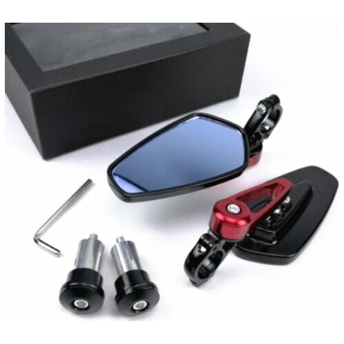 Universal 1 Pair 7/8" 22mm Motorcycle Aluminum Rear View Black Handle Bar End Side Rearview Mirrors