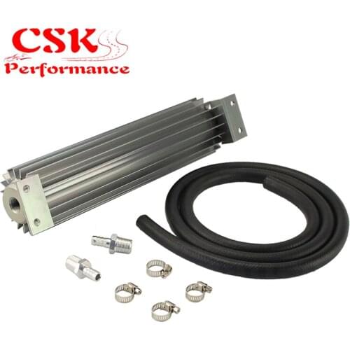 Universal 12'' Aluminum Single Pass Finned Transmission Oil Cooler Kit 1/4'' NPT