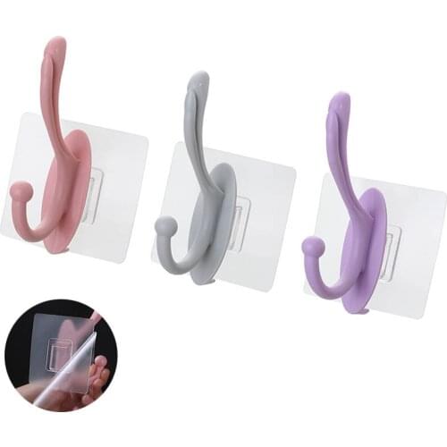 Bathroom Strong Self-adhesive Hook Traceless Door Coat Clothes Hook Hat Racks Key Holder Wall Hook Home Decor Organizer Storage