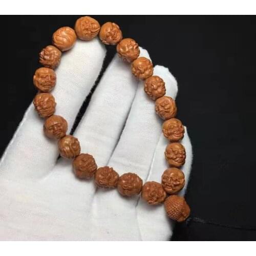 Eighteen Arhats Carved on Small Peach Stones Jewelry Amulet Magic Power Collectible Treasure Great Quality