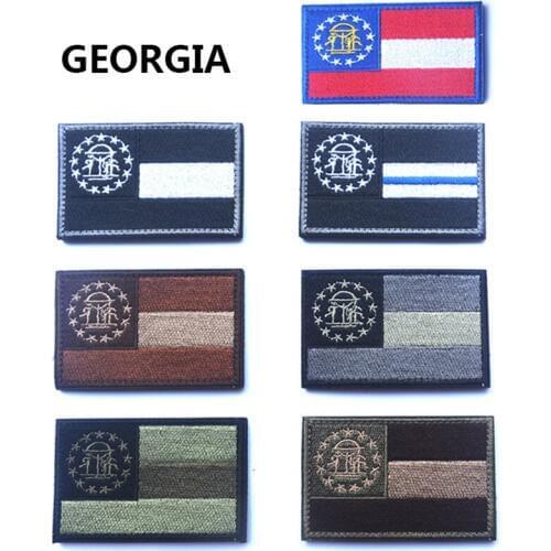 Embroidered Patches United States State Flag Patch Tactical 3D National Flags Georgia Armband Badge