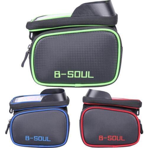 B-SOUL Bicycle Frame Bag Nylon Package Waterproof Tube Pouch Touchscreen Bike Phone Holder Bicycle Accessories Bicicleta