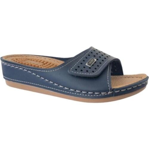 Womens Navy Blue Daily Massage Bottom Slippers 11260