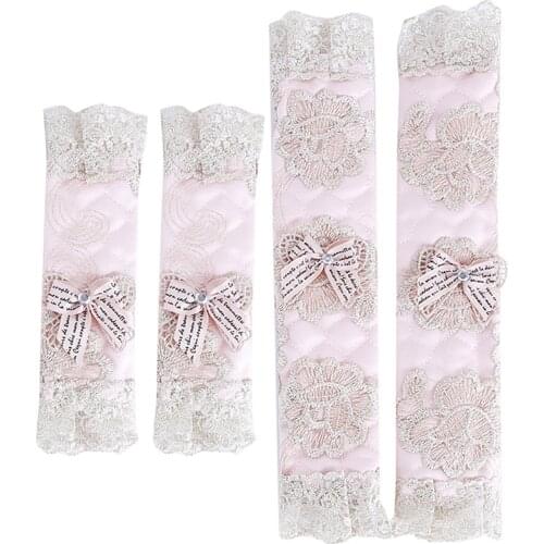 1Pair Refrigerator Handle Covers Decorative Kitchen Door Knob Covers Pastoral Style Lace Fridge Door Stand Handle Covers