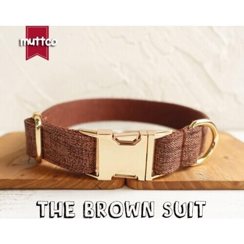 10pcs/lot MUTTCO self-designed fashion handmade high quality dog collar like gentleman THE BROWN SUIT dog collar 5 sizes UDC039J