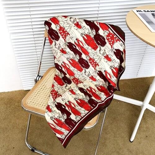 100% Silk Scarf Neckerchief Necktie Modern Girls Print Women Fashion Shawl Foulard Large Square 35"