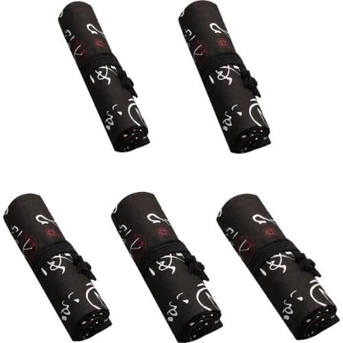 12/24/36/48/72 Holes Cute Canvas Roll Pen Curtain Pencil Bag Case Makeup Pouch