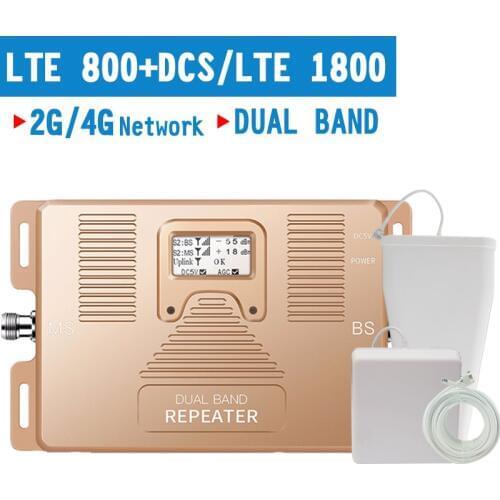 4G LTE 800 LTE 1800 MHz Mobile Phone Signal Repeater 4G LTE B20 B3 Cellular Signal Amplifier 70dB Gain 4G Booster LCD Display